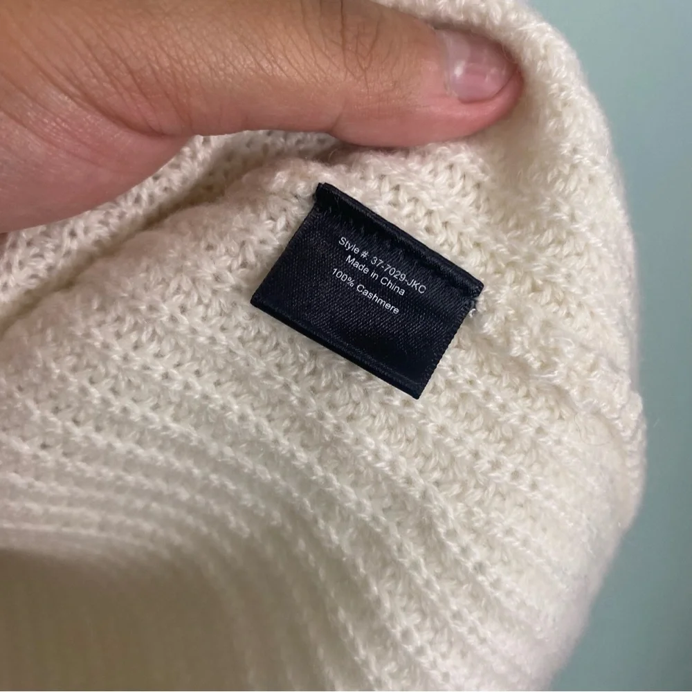 Jenni Kayne Cashmere Fisherman Sweater Cream Ivory Sz Small Knit Jumper Crewneck